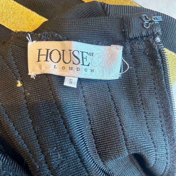 House of CB Black/Gold Stripe Bandage Dress - Picture 2 of 6